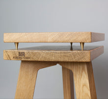 Load image into Gallery viewer, Extra Layer Of Isolation plinth atop of Solid Oak Speaker Stand