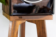 Load image into Gallery viewer, The Crane and customisable top plate allowing for seamless fitment with speakers of any size or brand, kef, klipsch, dali, harbeth, neat, focal, b&o, b&w