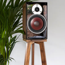 Load image into Gallery viewer, Dali Bookshelf loudspeakers Seamlessly fitted to the top of Audio Chic Heron Hardwood Speaker Stand