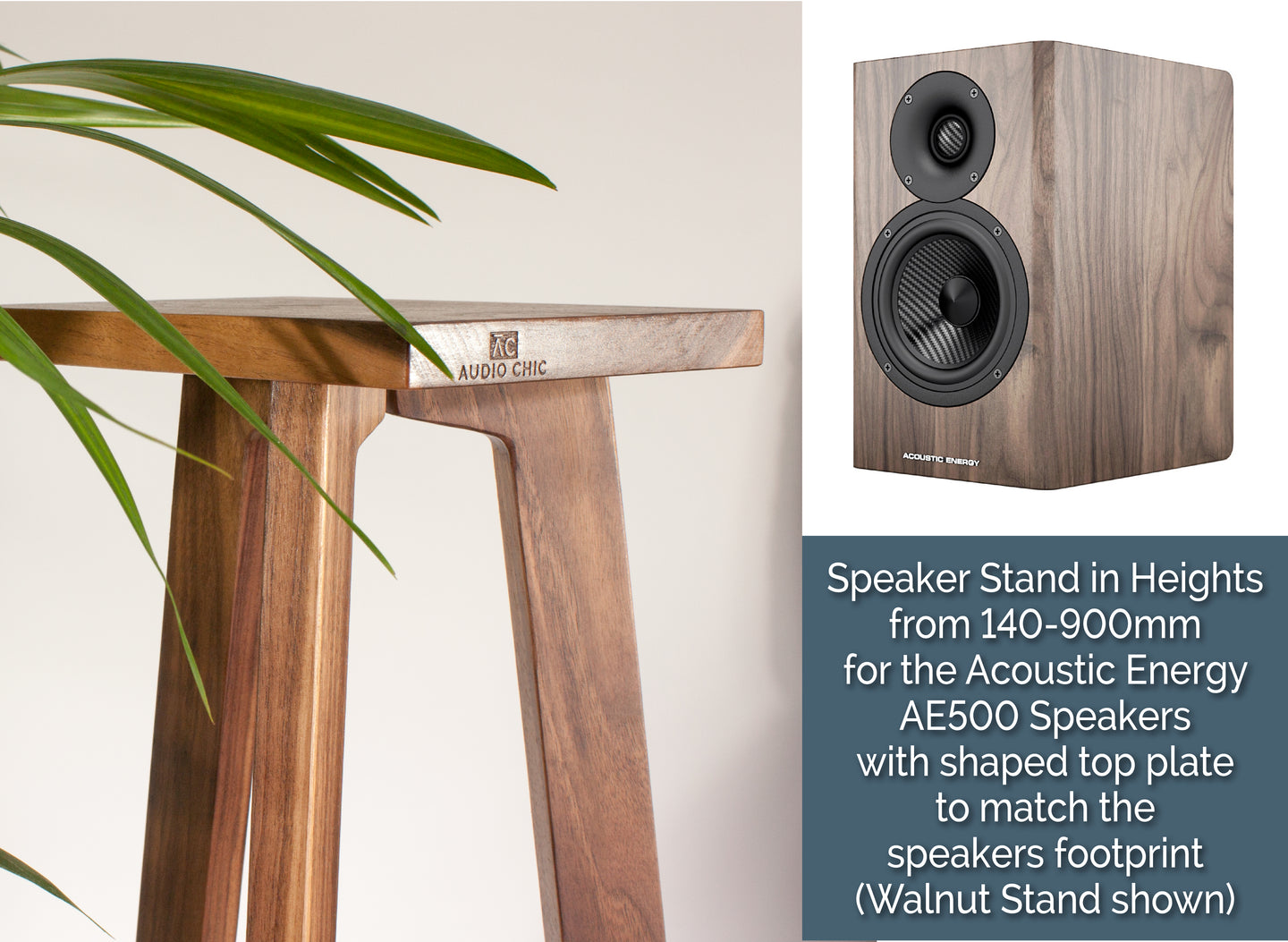 Acoustic Energy AE500 Speaker Stands with a shaped top plate 140-900mm (Pair)