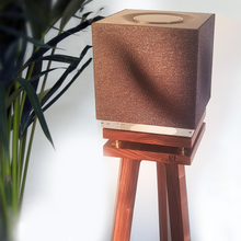 Load image into Gallery viewer, Naim-Audio-Mu-so-Qb-2nd-generation-Speaker_Stands-in-maple-by-audio-chic with a plant in the background