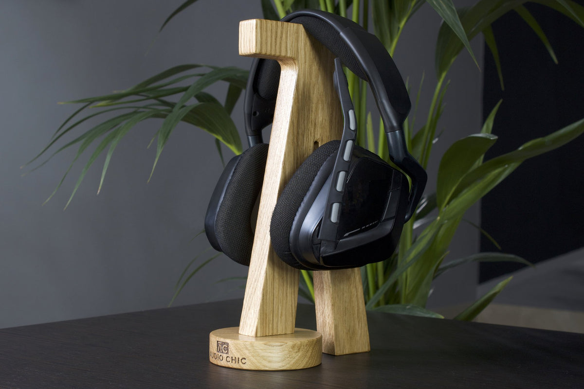 Solid Oak personalisable Headphone stand for audio lovers