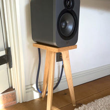 Load image into Gallery viewer, Q-Acoustics-3020-Speaker-stand-by-audio-chic-against a white wall.