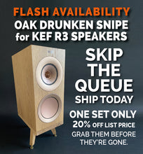 Load image into Gallery viewer, KEF R3 Drunken Snipe speaker stands in Oak (Pair)