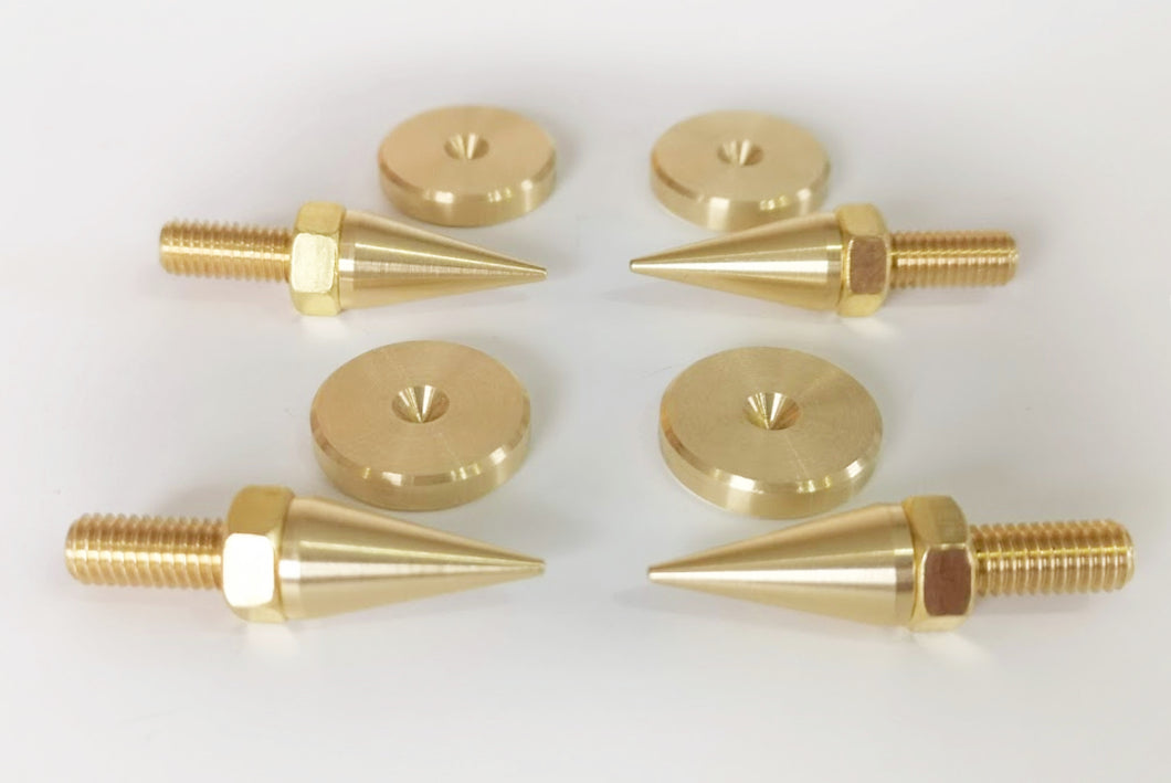 Solid Brass Adjustable Speaker Spikes & Discs (Set of 4 & 6)