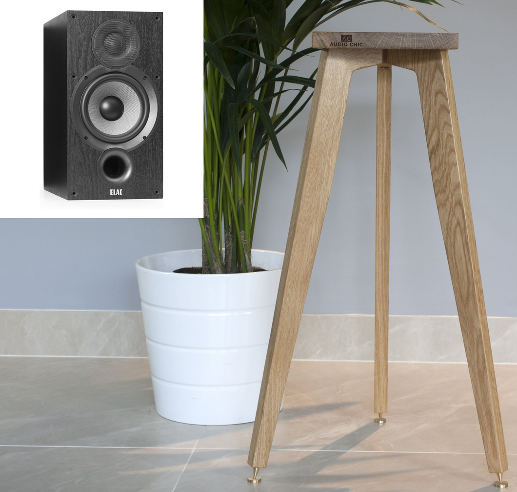 Solid Oak Speaker Stand Made for Elac Debut 2.0 B6.2 Bookshelf speakers by Audio Chic
