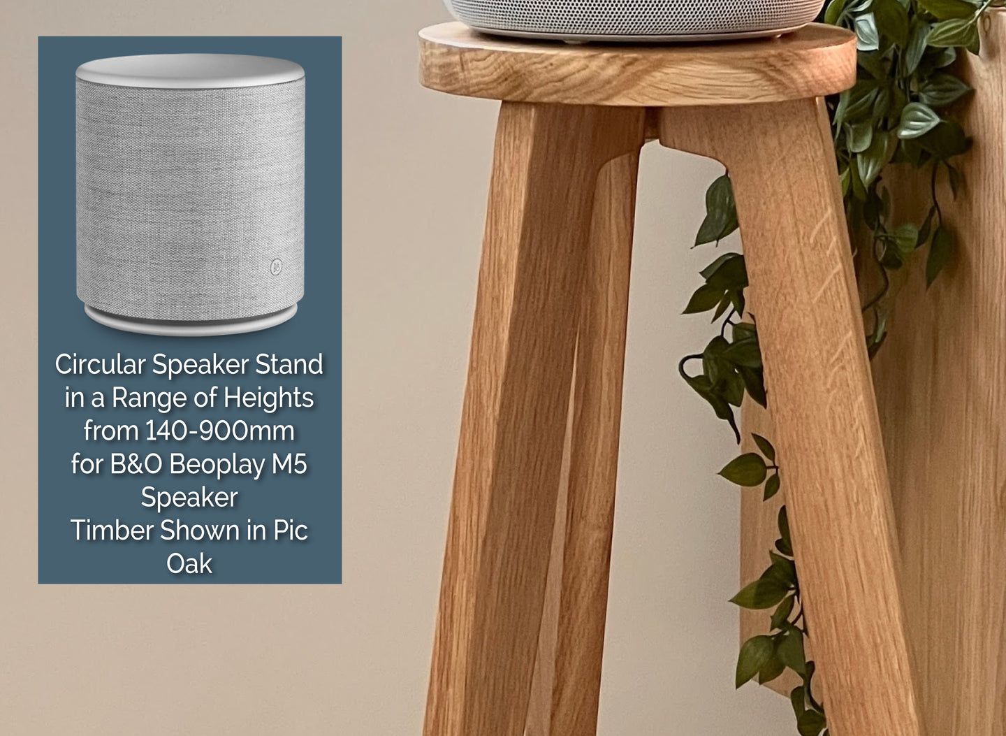 B&O Beoplay M5 Speaker Stand 140-900mm (Single) - Shaped Top Plate