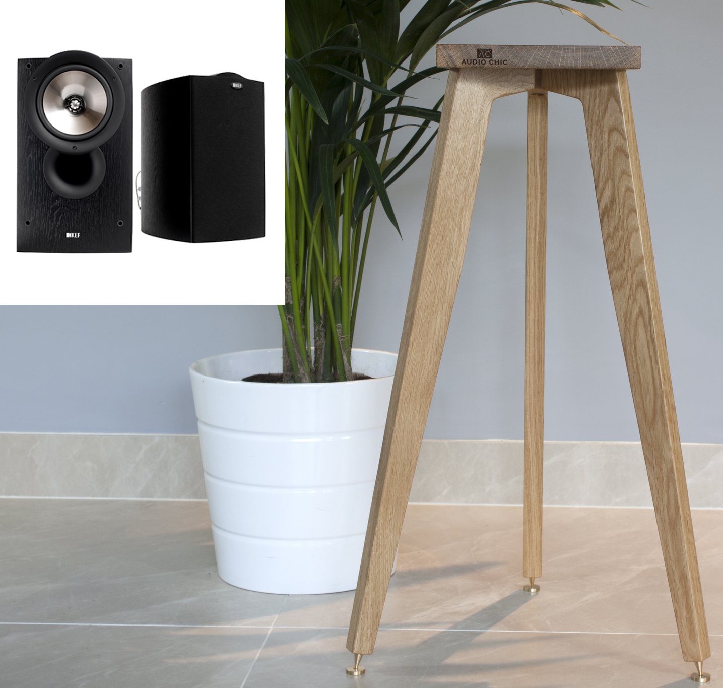 KEF iQ30 Speaker Stands 140-900mm (Pair) - Shaped Top Plate