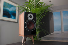 Load image into Gallery viewer, The Compact Snipe Tri-Leg American Black Walnut Speaker stand with speaker spikes &amp; shoes to ensure sound clarity and crispness