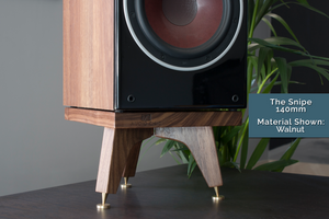 The Snipe 140mm Speaker Stand, Walnut Material, Available in Oak, Maple, Ash, Cherry, Walnut