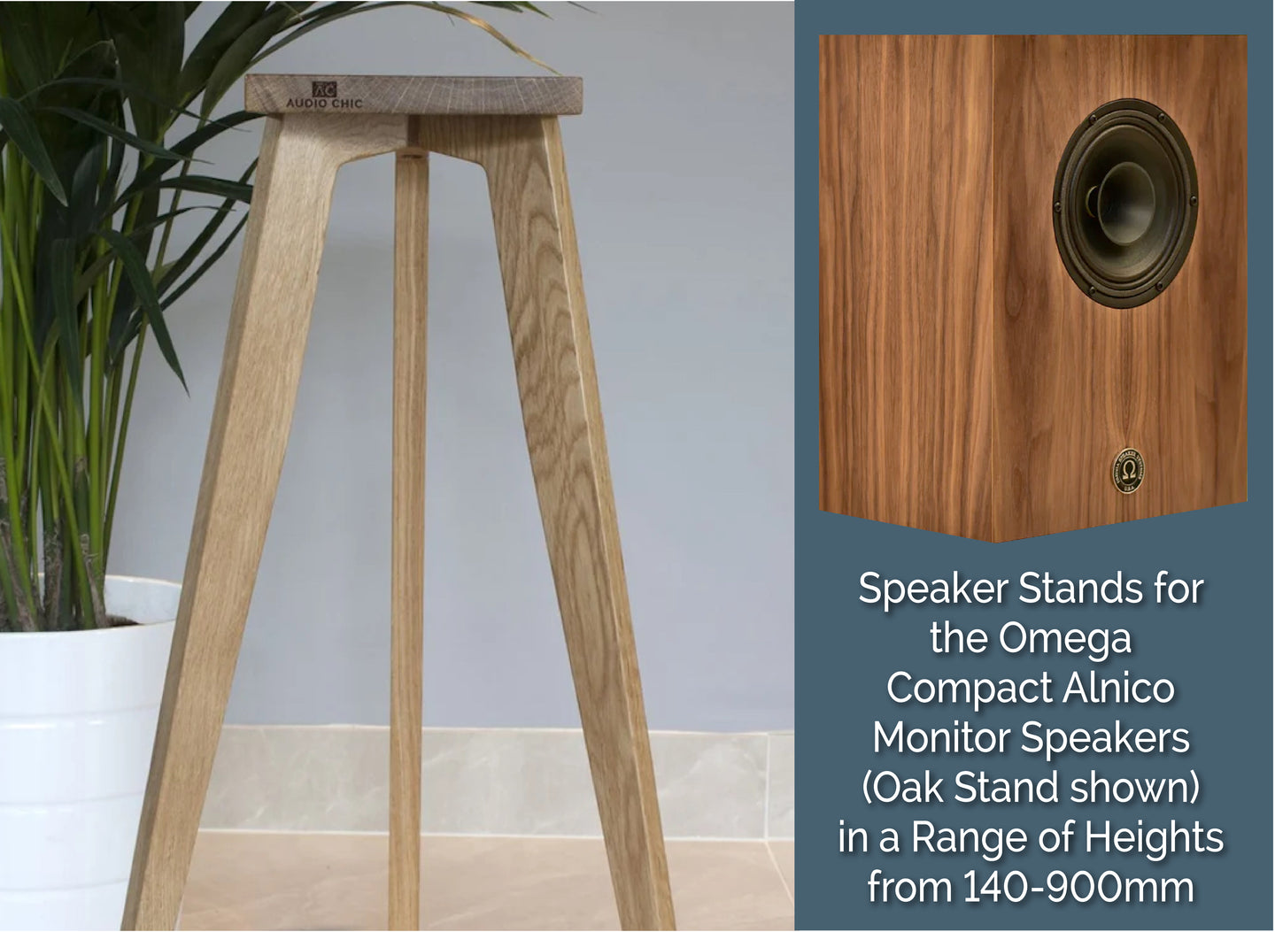 Omega Compact Alnico Monitor Speaker Stands 140-900mm (Pair)