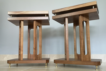 Load image into Gallery viewer, Osprey Walnut Speaker Stand With large solid brass speaker spikes