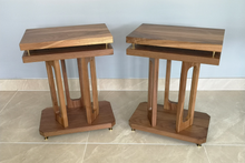 Load image into Gallery viewer, Osprey Speaker Stands Tri-Rib made from solid walnut designed for large loudspeakers