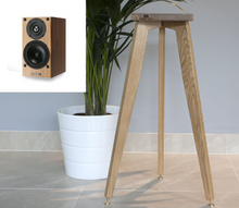 Load image into Gallery viewer, PMC DB1 Speaker Stands 140-900mm Stand Height Range shown in a plain grey room.