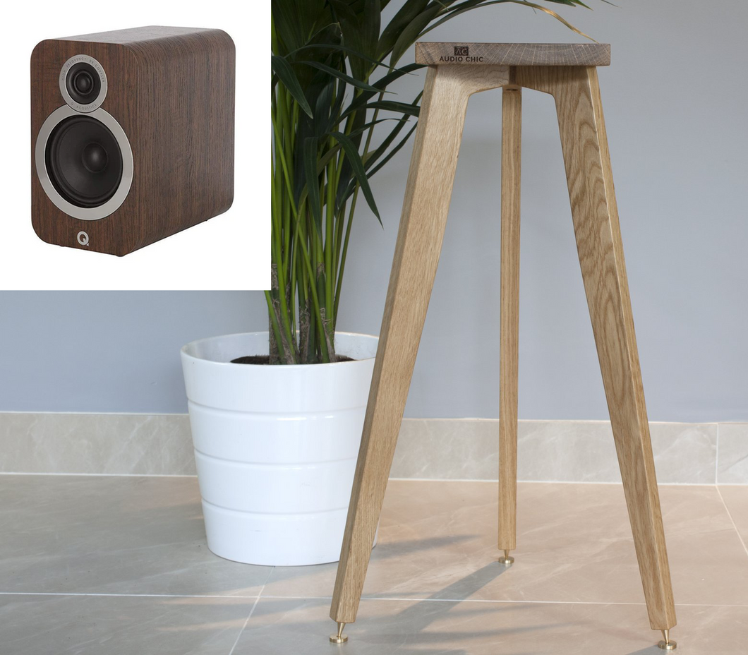 Solid Oak Speaker Stand Made for Q Acoustics 3020i Bookshelf speakers