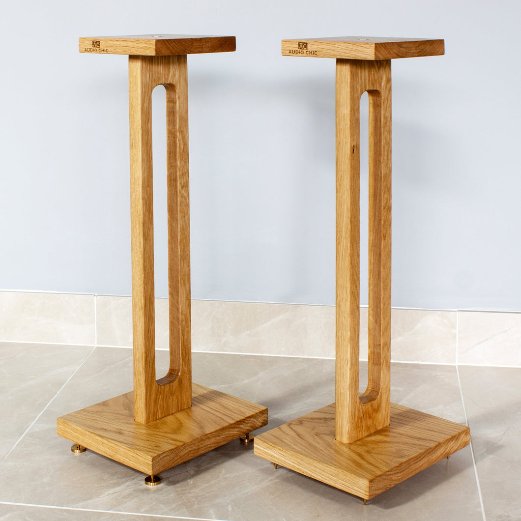 Harmony Solid Oak Speaker Stand (Pair) 700mm, 600mm, 500mm - AUDIO CHIC