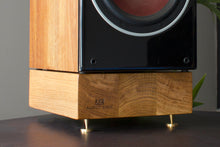 Load image into Gallery viewer, The Woodcock plinth speaker stand with solid brass speaker spikes and speaker spike shoes